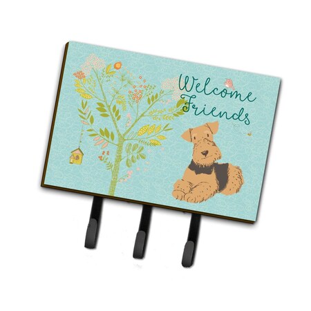 Carolines Treasures Welcome Friends Airedale Terrier Leash or Key Holder, 6 x 2 x 9 in. BB7625TH68